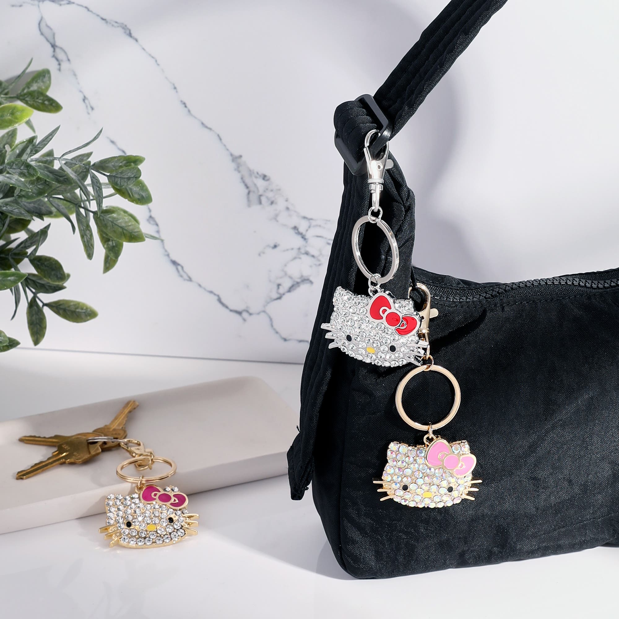 Hello Kitty Pave Crystal Bling Embellished Travel Keychain, Alternate, color, 