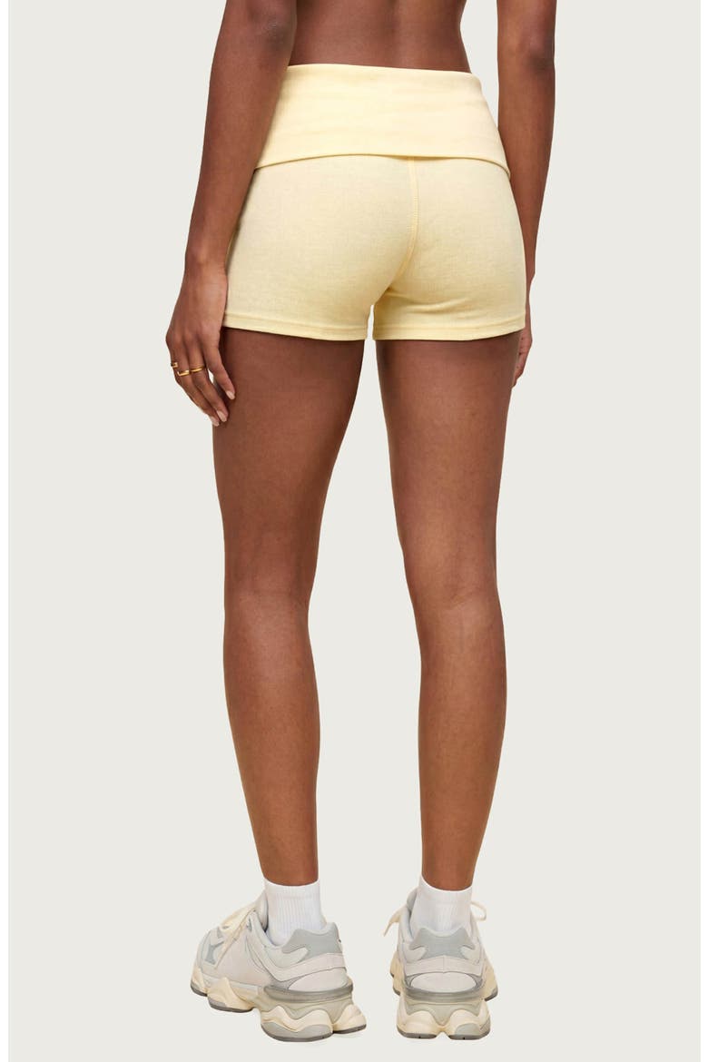 Audrea Foldover Stretch Cotton Bike Shorts, Alternate, color, YELLOW
