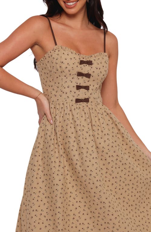 Petal And Pup Petal & Pup Robbins Bow Floral Print Sleeveless Maxi Dress In Brown