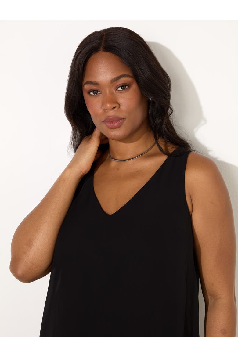 Chiffon V-Neck Swing Vest, Alternate, color, Black
