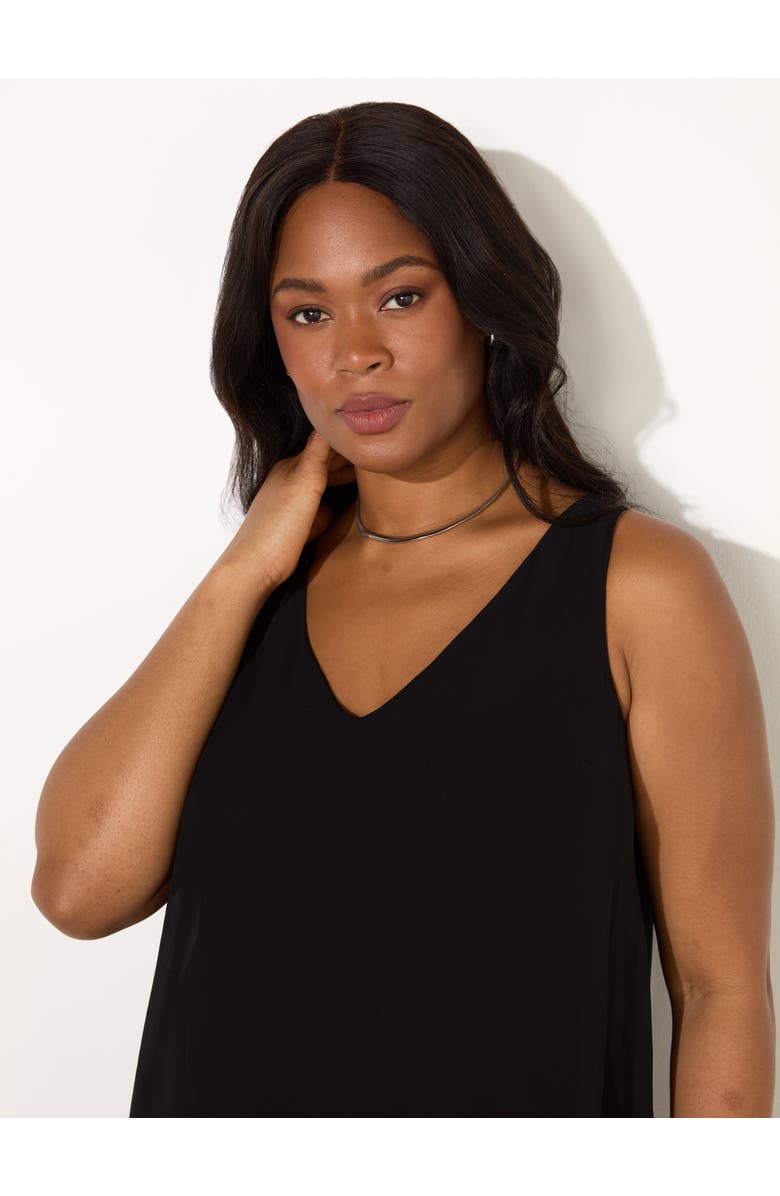 Live Unlimited Chiffon V-Neck Swing Vest, Alternate, color, Black