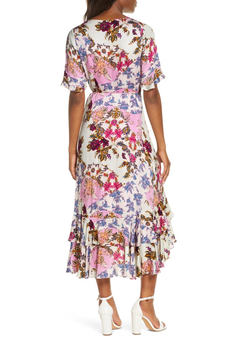 Adelyn Rae Abbi Mixed Floral Wrap Dress, Alternate, color, 