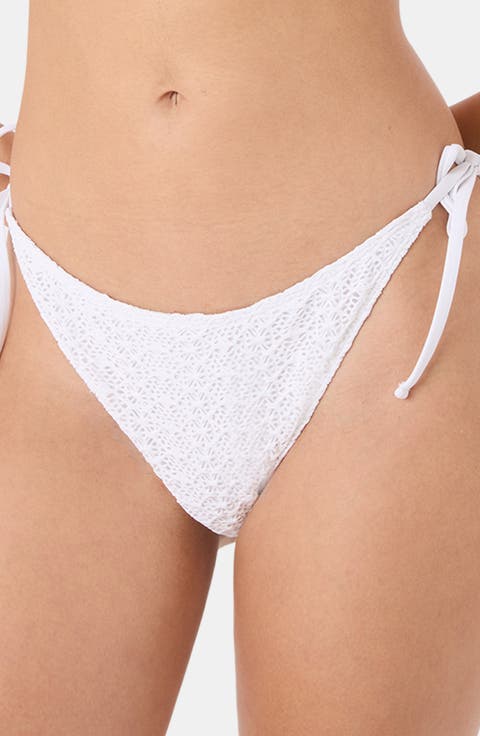 Open Stitch Side Tie Bikini Bottoms