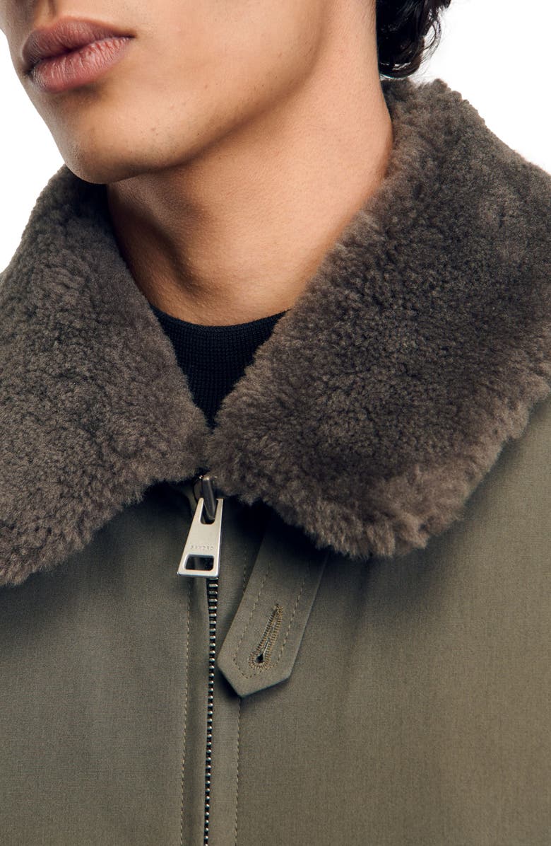 SANDRO Fur collar jacket, Alternate, color, 