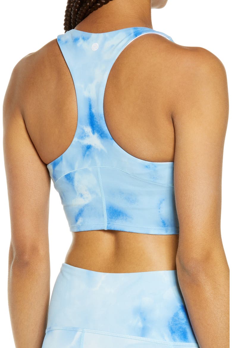 Live In Spray Dye Racerback Bra, Alternate, color, BLUE SPRAY DYE