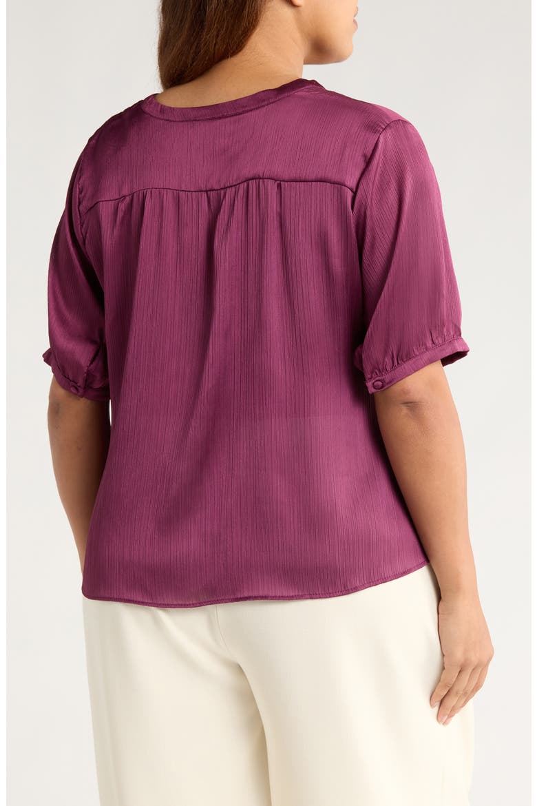 Tie Front Satin Top, Alternate, color, SWEET PLUM