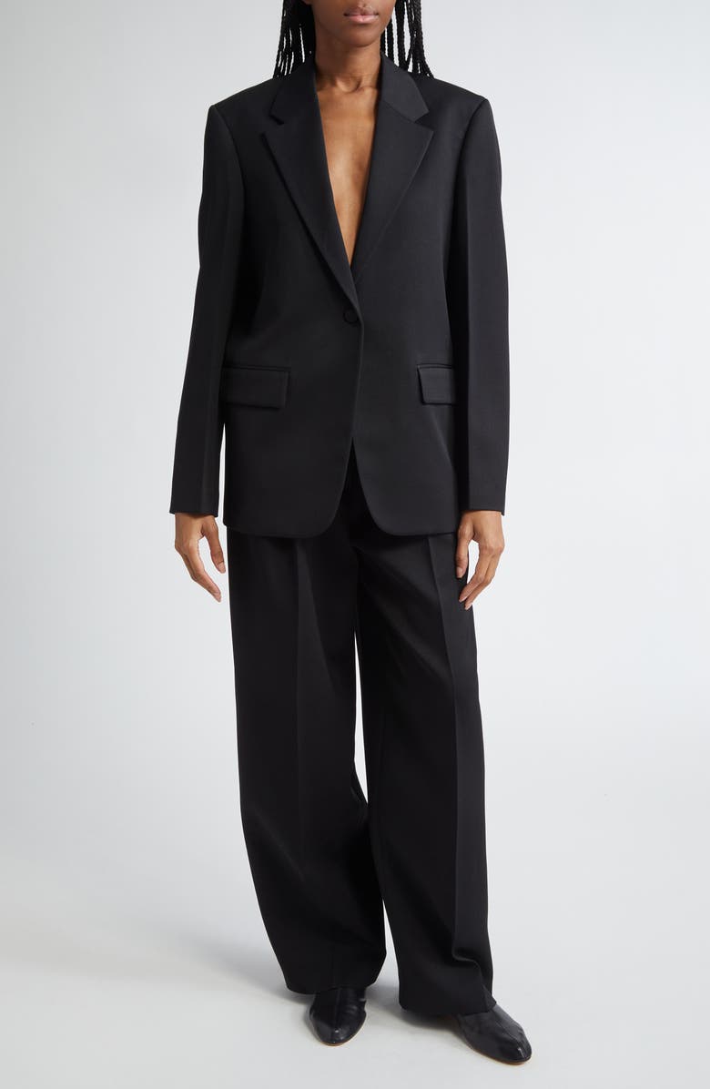 Jil Sander Boxy Tailored Wool Jacket, Alternate, color, Black