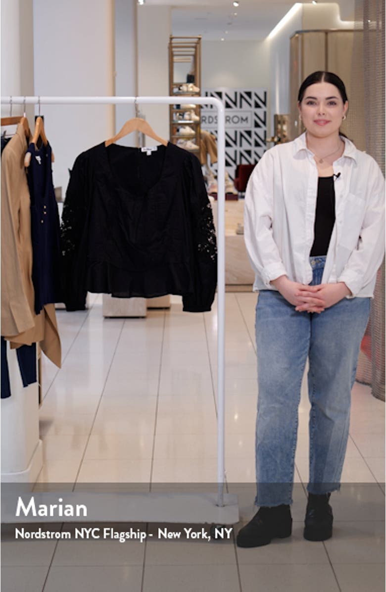 Lainey Lace Accent Cotton Peplum Top, sales video thumbnail