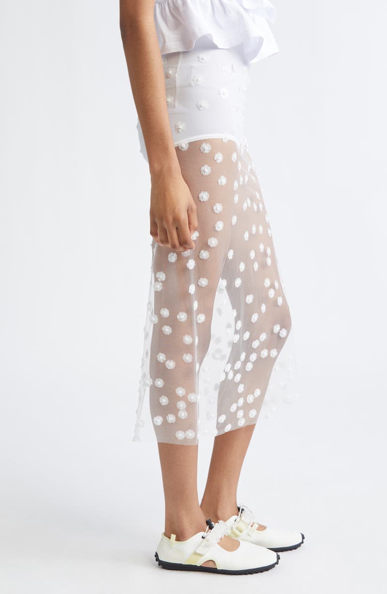 Cecilie Bahnsen Gus Sequin Blossom Sheer Tulle Skirt, Alternate, color, White