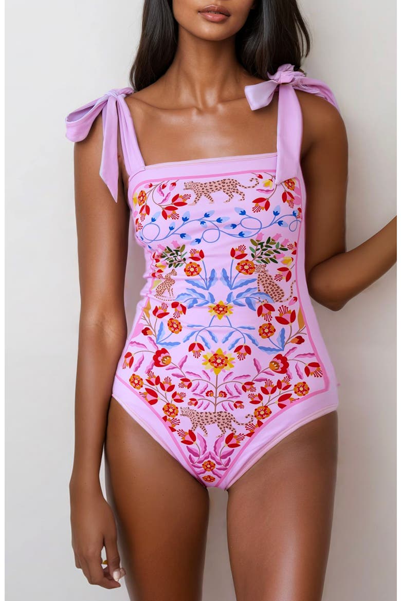 Pink Blossom Reversible One-Piece Swimsuit, Alternate, color, Pink