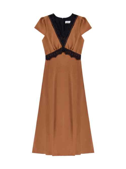 Ro&zo Lace Trim Maxi Dress In Brown
