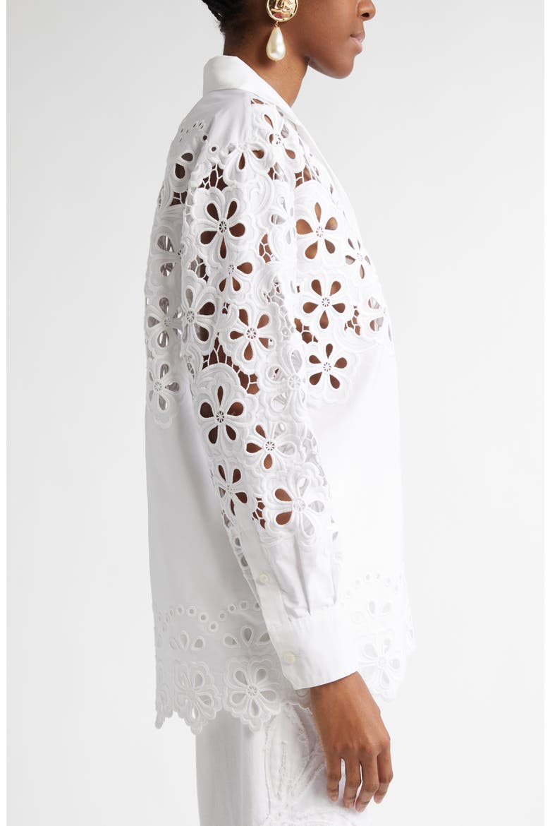 Oversize Eyelet Button-Up Shirt, Alternate, color, W0800 BIANCO OTTICO