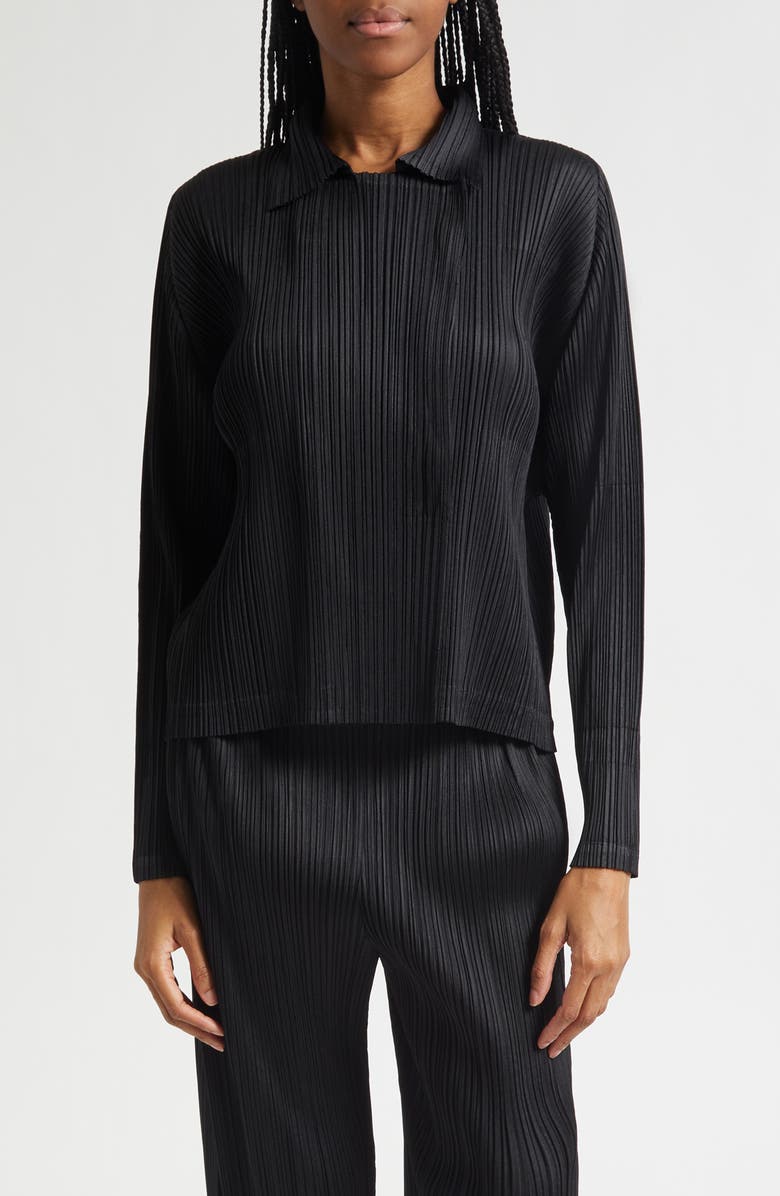 Pleats Please Issey Miyake Monthly Colors February Pleated Jacket, Main, color, Black