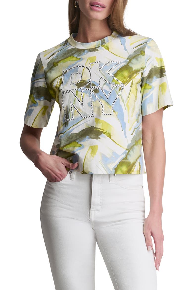 Studded Logo T-Shirt, Main, color, MARCH WATERCOLOR
