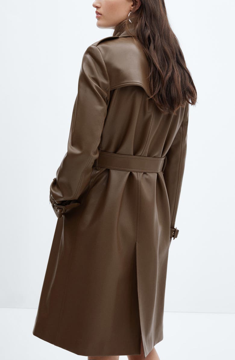 MANGO Faux Leather Trench Coat, Alternate, color, 