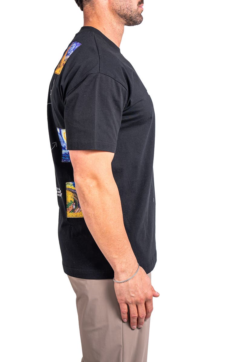 Maceoo Ascension Eyes Appliqué Cotton Graphic T-Shirt, Alternate, color, Black