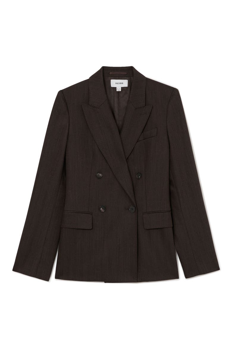 Dawson Wool Blend Herringbone Double Breasted Blazer, Alternate, color, CHOCOLATE BROWN