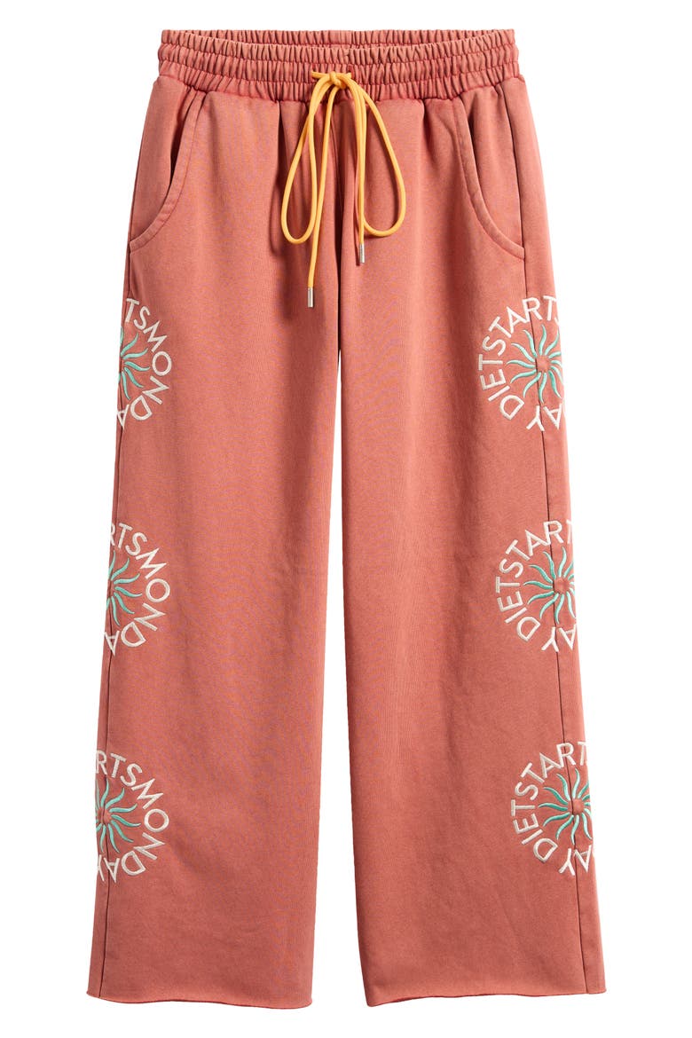 Sol Embroidered Wide Leg Sweatpants, Alternate, color, RED