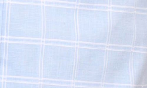 Tailorbyrd Windowpane Stretch Cotton Short Sleeve Button-down Shirt In Lt Blue