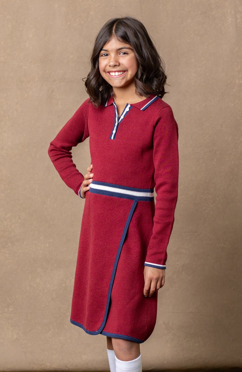 Hope & Henry Baby Girls' Organic Henley Sweater Dress, Infant, Alternate, color, Oxblood With Tipping