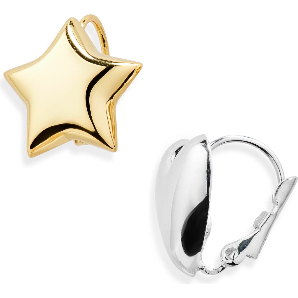 Sandy Liang Mismatched Drop Earrings In Silver And Gold Multi