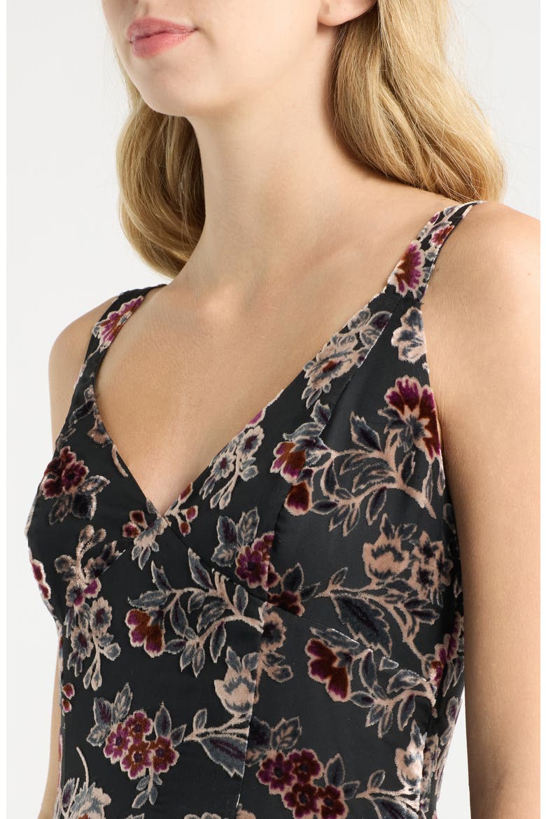 Rosalyn Corset Seam Velvet Midi Dress, Alternate, color, CHF CHF