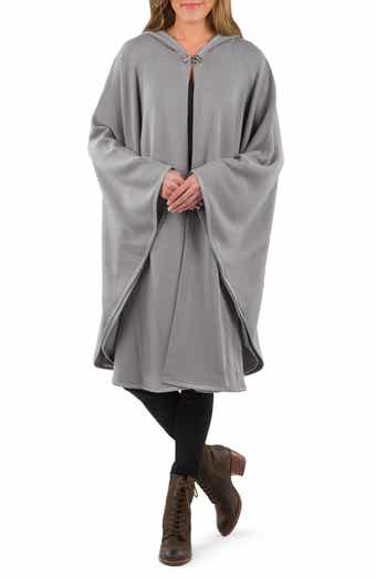 Patricia Nash Hooded Faux Leather Trim Cable Knit Cape