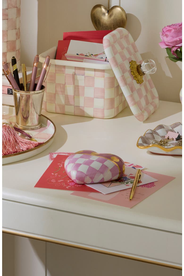 Pink Dotty Ceramic Heart, Alternate, color, ROSY