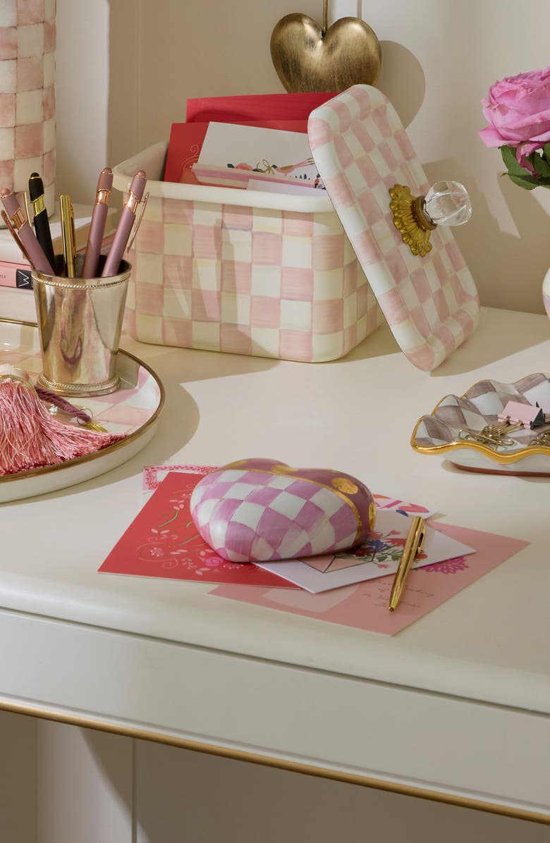 MACKENZIE CHILDS Pink Dotty Ceramic Heart, Alternate, color, Rosy