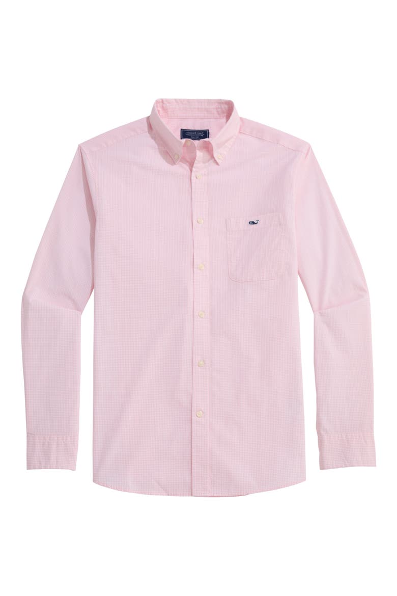 Anegada Gingham Button-Down Shirt, Alternate, color, FLAMINGO
