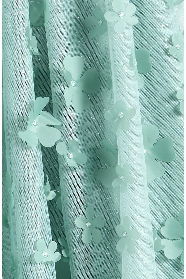 Kids' 3D Floral Appliqué Party Dress, Alternate, color, SAGE