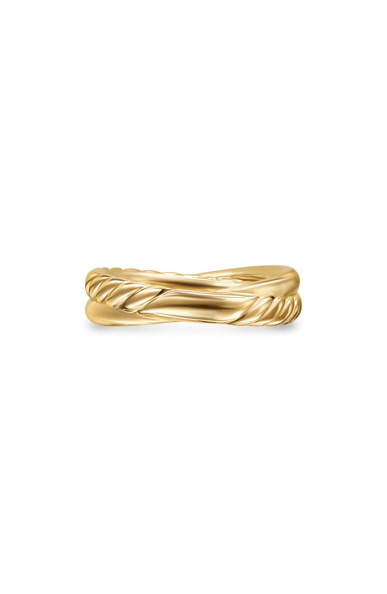 David Yurman Crossover Two Row Ring in 18K Yellow Gold with Diamonds, 5mm, Alternate, color, Yellow