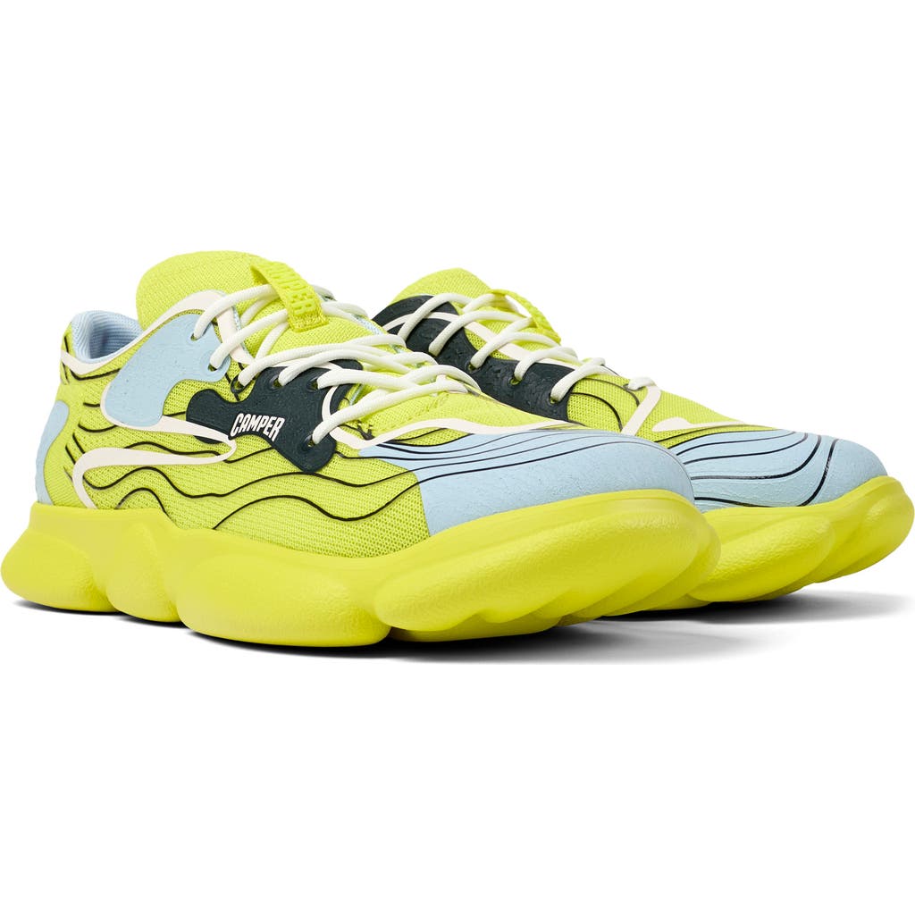 Camper Karst Wave-print Lace-up Sneakers In Green
