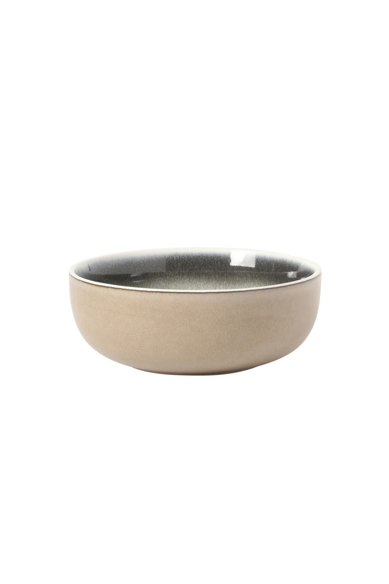 Island Bay New Bone China Dinnerware Set, Reactive Glaze Plates and Bowls, Alternate, color, Ash with Black Rim