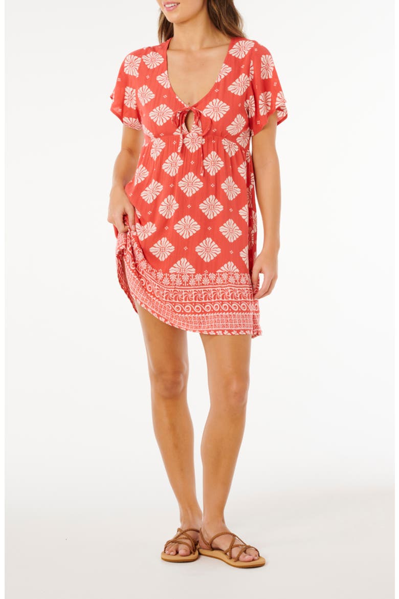 Ventura Print Tiered Minidress, Main, color, RED