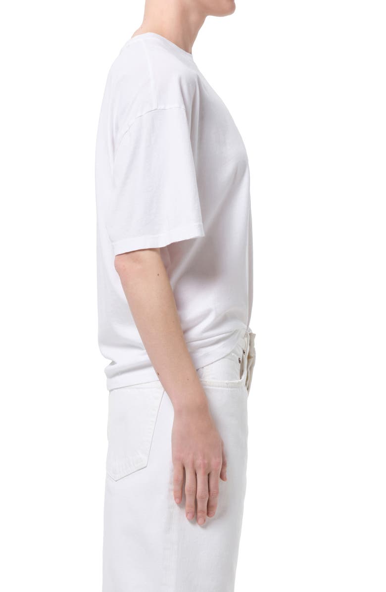 AGOLDE Roma Ruched Sleeve Organic Cotton T-Shirt, Alternate, color, White