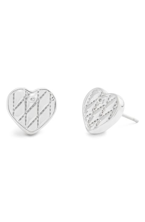 Quilted Heart Stud Earrings