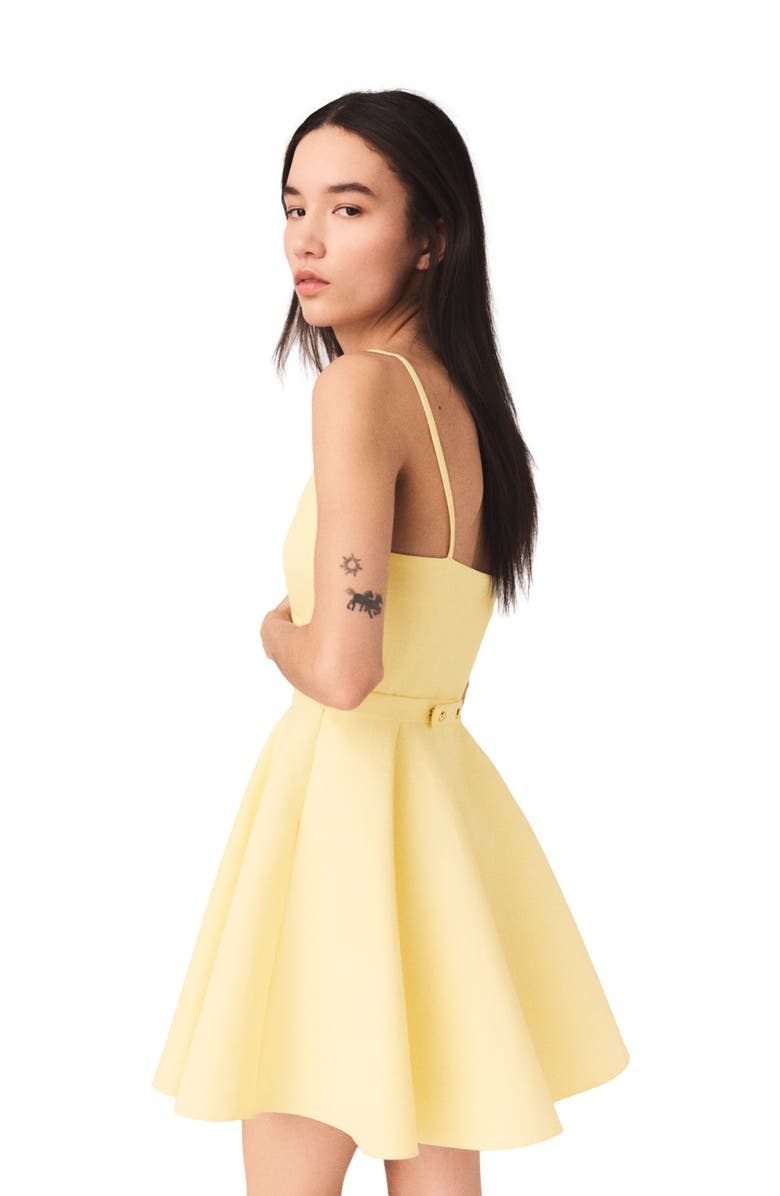 maje Strappy flared dress, Alternate, color, Pale Yellow