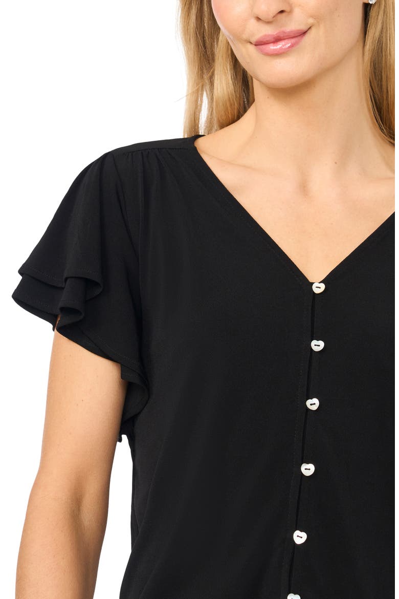 Flutter Sleeve Top, Alternate, color, RICH BLACK