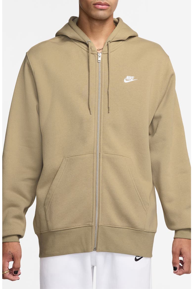 Club Fleece Zip Hoodie, Main, color, PARACHUTE BEIGE/ WHITE