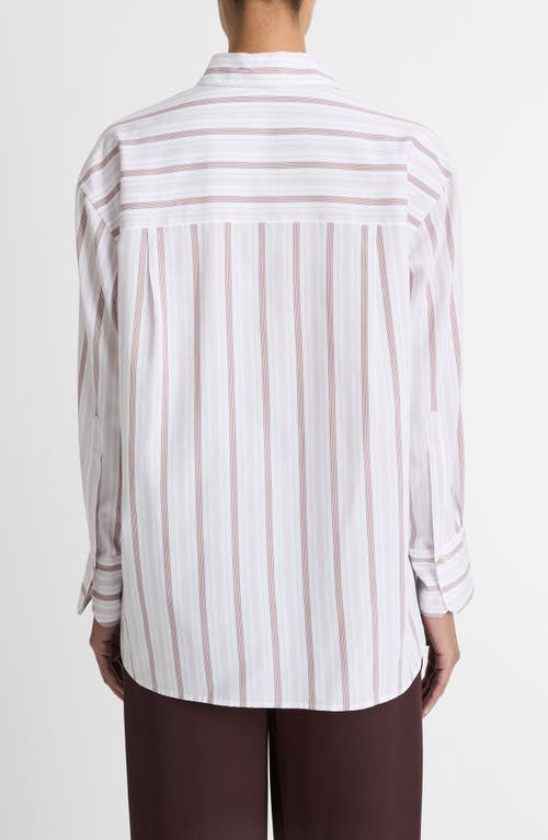 Vince Stripe Oversize Button-up Shirt In White
