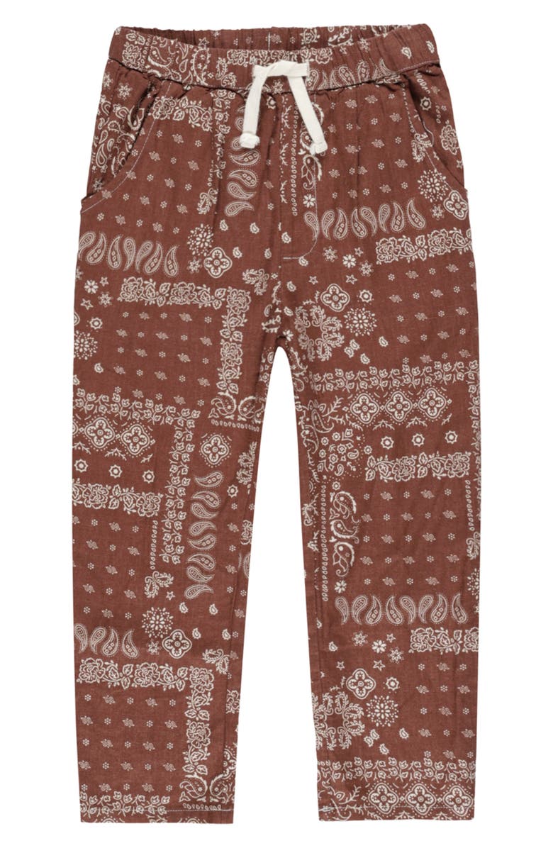 Rylee + Cru Ethan Print Linen Blend Pants, Main, color, Brick Bandana