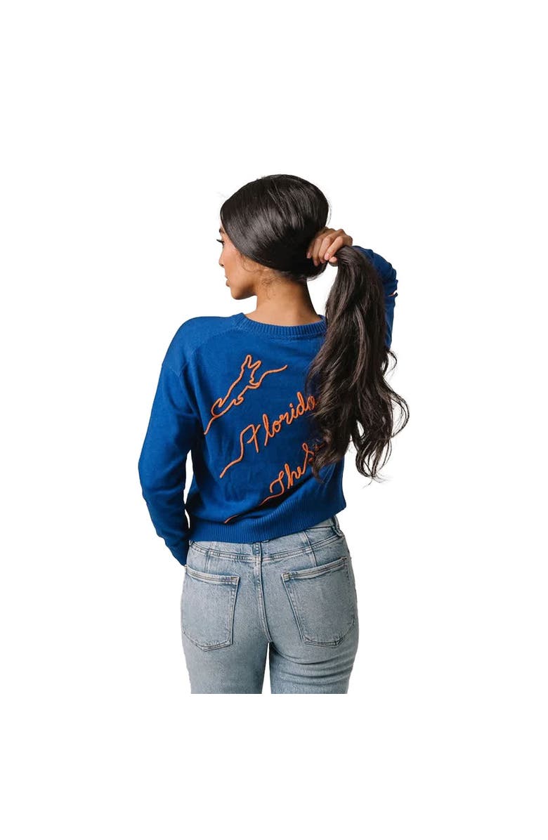 KADYLUXE Women's Royal Florida Gators Love Note Embroidered Pullover Sweater, Alternate, color, Royal