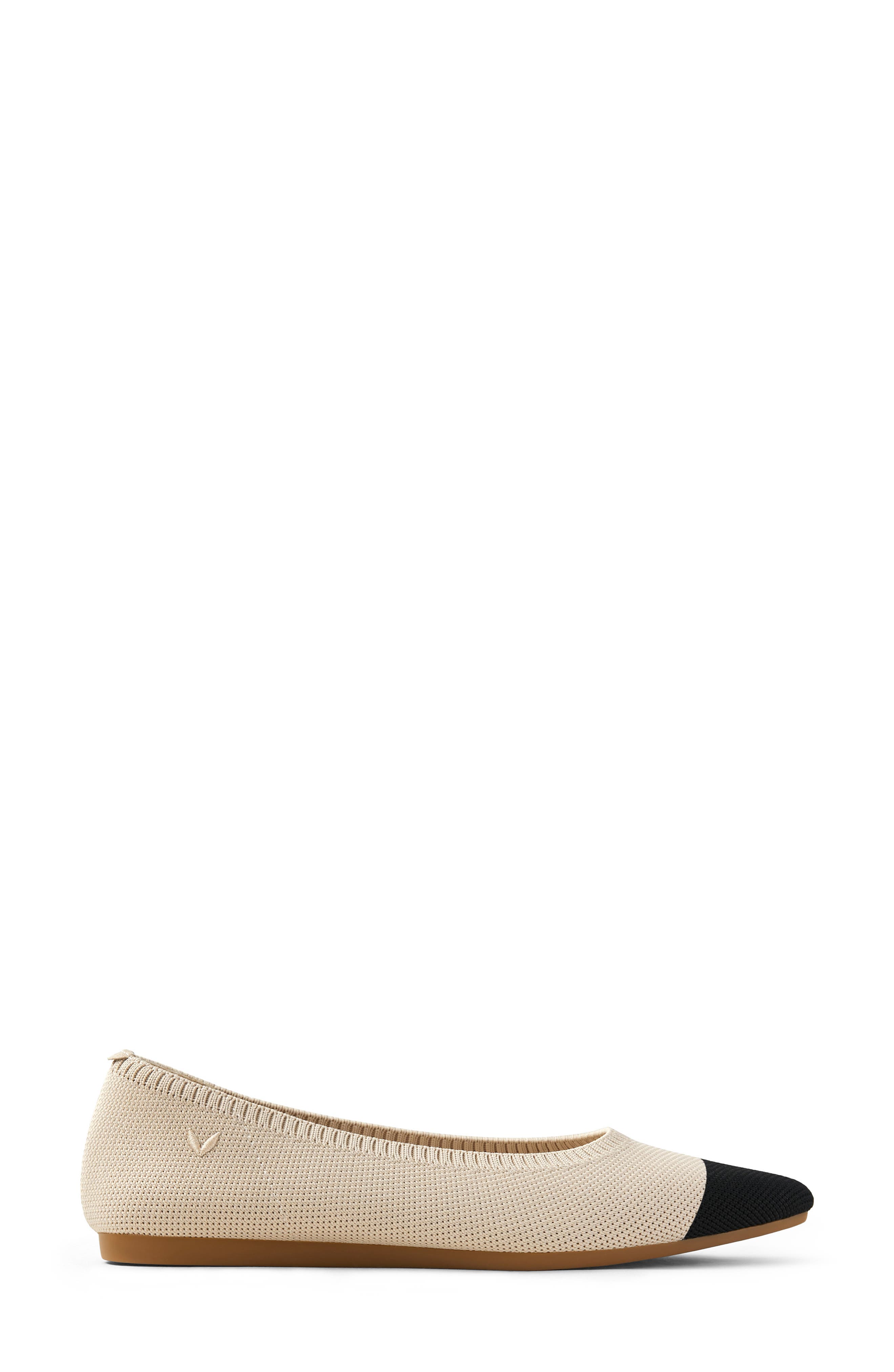 Aria 5 Pointed-Toe Ballet Flats, Alternate, color, ALMOND/ BLACK TIP
