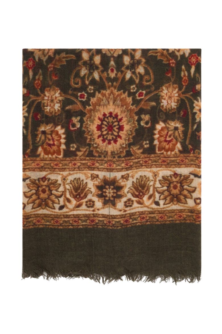 Sandy Floral Print Scarf, Main, color, Khaki Green