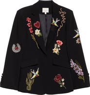 Cinq à Sept Cheyenne Western Americana Appliqué Scrunched Blazer