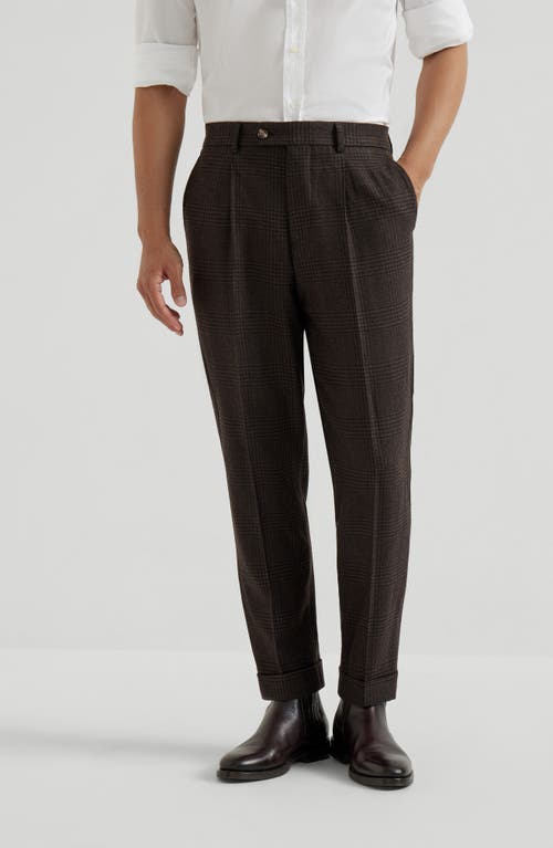 Brunello Cucinelli Pleated Wool-cashmere Blend Trousers In Brown