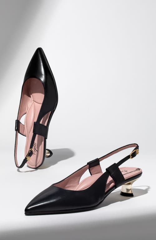 Ayelet By Naot Vida Slingback Pointed Toe Kitten Heel Pump In Black
