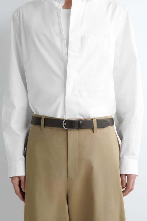 Rounded-Buckle Leather Belt