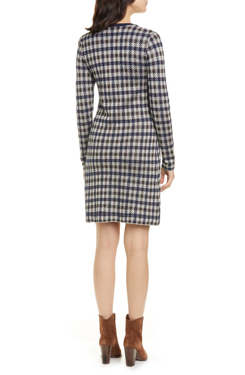 Baum und Pferdgarten Cabana Metallic Houndstooth Check Long Sleeve Sweater Dress, Alternate, color,